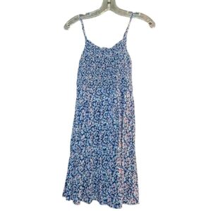 Floral Blue Spaghetti Strap Dress, SO, Small